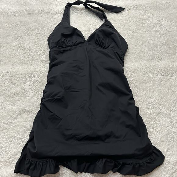 Love Your Assets by Sara Blakely Spanx Other - Love Your Assets by Sara Blakely Spanx Swim Dress Large Black Ruched Halter